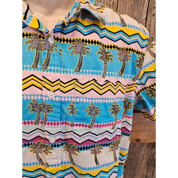 Cactus menswear bright hawaiin themed button up size medium M EUC ^ - Picture 2 of 8